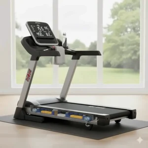 Detailed view of the shock-absorption system on a treadmill deck designed to protect joints during long-distance runs.