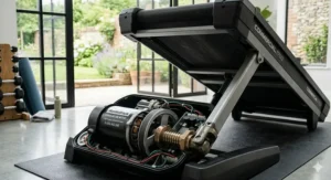 An electric treadmill at a high incline setting, demonstrating its versatility for intense daily hill-climb sessions.