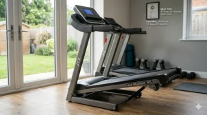 Side view of a high-quality, sturdy treadmill that costs less than £600, ideal for home fitness.