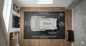 An overhead illustration showing the footprint and dimensions of the NordicTrack X22i for UK floor space planning.