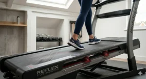 Detailed view of the Reflex cushioning on the NordicTrack X22i deck designed to reduce impact on joints while running.
