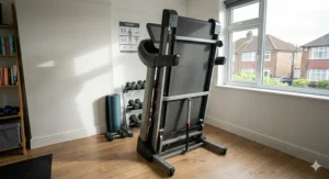 Compact, space-saving foldable treadmill design for small UK homes.