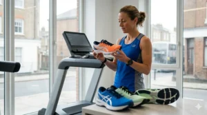 Comparing lightweight marathon shoes designed for both road and treadmill running surfaces.