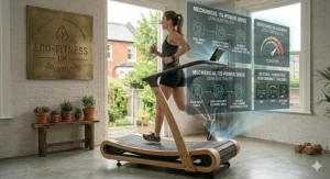 Diagram showing the mechanics of a zero-electricity treadmill for energy-conscious UK athletes.