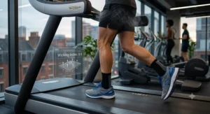 Close-up of breathable, moisture-wicking fabric on men’s gym shorts.