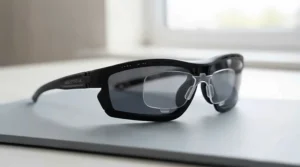 Photochromic transition lenses adapting to changing light for UK runners.