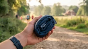 Internal view highlighting the moisture-absorbing sweatband inside a running hat for hot weather.