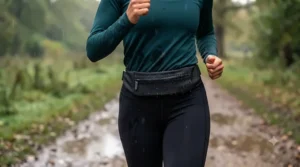 Water-resistant running belt for smartphones designed to protect devices against sudden British rain showers.