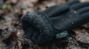 Interior fleece lining of a warm, breathable running glove designed for cold UK climates.