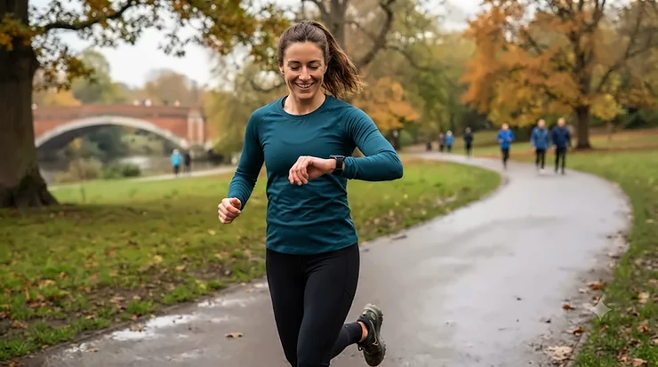 Fitbit and Garmin fitness trackers compared for running on a track, highlighting UK best running watch options. Fitbit vs Garmin fitness tracker for running