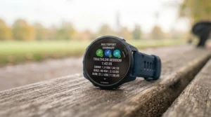Multi-sport watch tracking advanced metrics during a brick training session