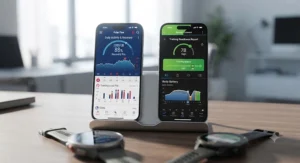 Mobile app interface showing workout analysis on Polar Flow and Garmin Connect platforms.