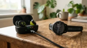 Recharging the long battery life of bone conduction headphones for running on a desk