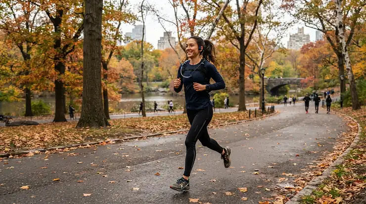 A commuter testing bone conduction vs wireless earbuds for running through Hyde Park