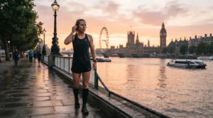 Runner comparing bone conduction vs wireless earbuds for running along the Thames Path in London