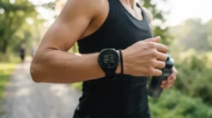 Close-up showing chest strap vs wrist heart rate monitor design and comfort features