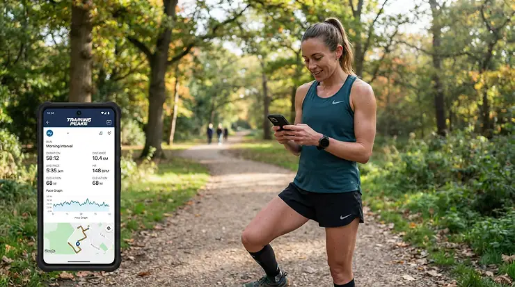 Athlete syncing session data after comparing a chest strap vs wrist heart rate monitor