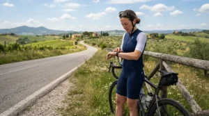 Cyclist reviewing training accuracy with a chest strap vs wrist heart rate monitor