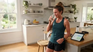 Post-run analysis using data from a heart rate monitor for running at a kitchen table