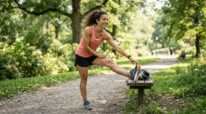 Ergonomic design of Shokz running headphones providing supreme comfort for running in a local park